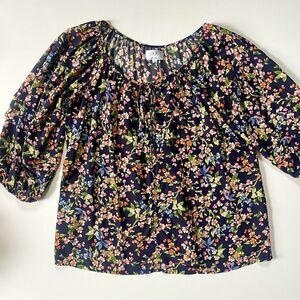 Johnny Was Silk Floral Blouse Small